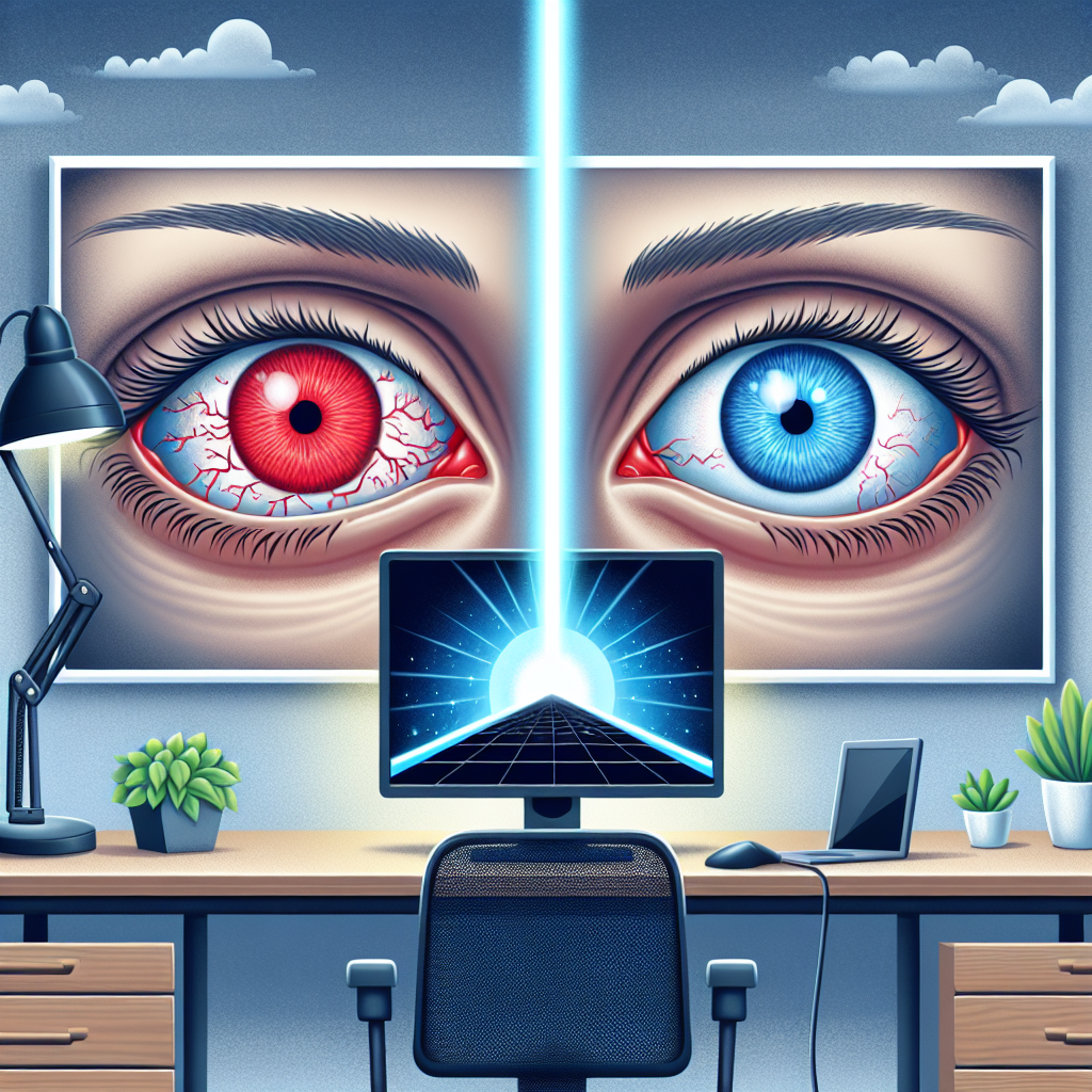 How do monitors with low blue light emissions impact eye strain?
